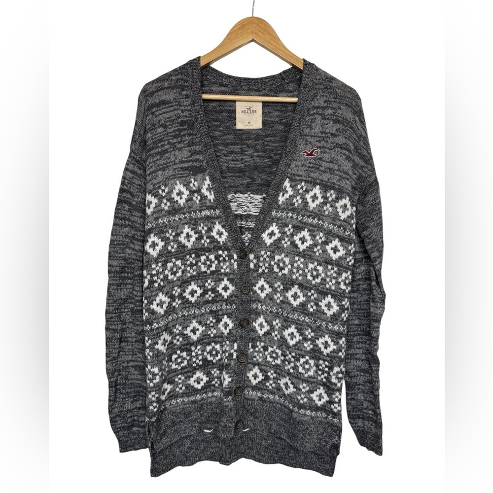 Hollister Fair Isle Button Front Long Cardigan - Size M